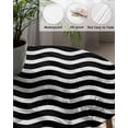 thumbnail image 3 of Abstract Water Ripple Texture Fitted Round Tablecloths Elastic Edged Table Covers 55"-60",Black White Stripe Wave Waterproof Dining Room Table Cloth for Kitchen Holiday Party Tables Decor, 3 of 6
