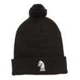 thumbnail image 5 of Chess Piece Knight Embroidered Pom Beanie - Black OSFM, 5 of 5