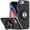 Black, variant on For iPhone SE 3 (2022) SE/8/7 Metal CD Pattern Matte Finished Hybrid with Rotational Ring [Car Mount Friendly] Case - Black