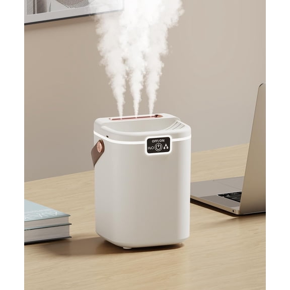 Air Humidifier for Bedroom with Three Spray, 2L Quiet Cool Mist Humidifier for Plants Dorm Room Office Home Car Personal Humidificador with Top Water Inlet & 4 Mist Modes & Night Light