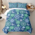 thumbnail image 2 of jejeloiu Ancient Floral Twin Quilt Set For Men Women,Nature Print Twin Coverlet Set,Blue Green,2-Piece, 2 of 7