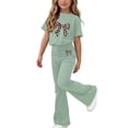 thumbnail image 1 of Ensemble Deux Pièces pour Filles : T-Shirt à Manches Courtes et Pantalon Long, Tenue Décontractée d'Été à Imprimé pour Enfants, 1 of 7
