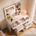 thumbnail image 6 of Asofer Vanity Desk with Mirror and Adjustable Light, White Makeup Vanity Set with 5 Drawers for Bedroom, Dressing Room, 6 of 10