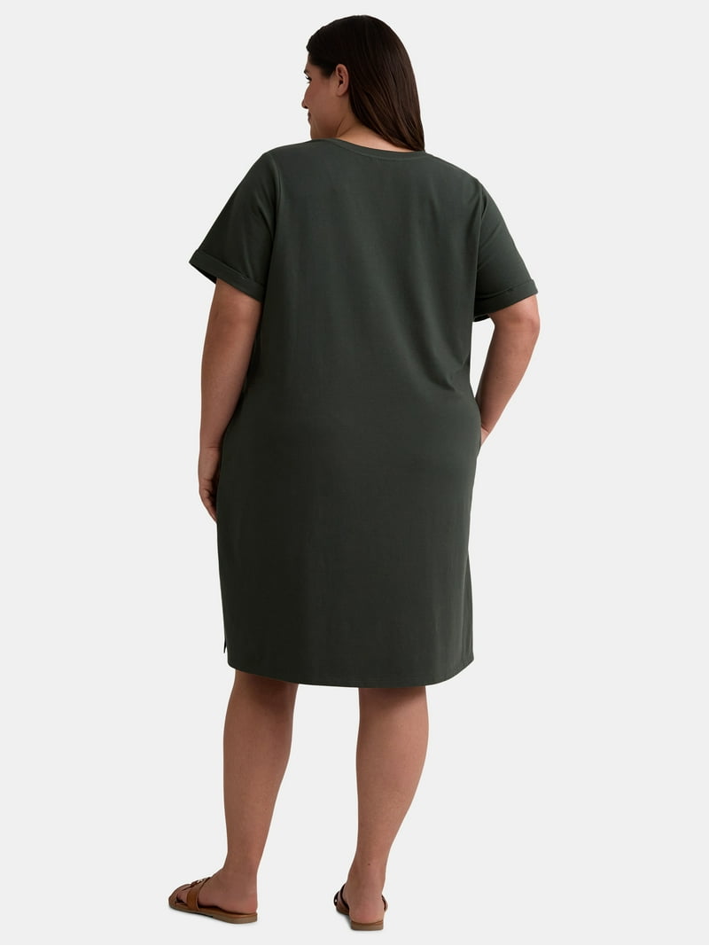 5x t shirt dress Terra & Sky Womens Plus Size V-Neck T-Shirt Dress, Sizes 0X-5X