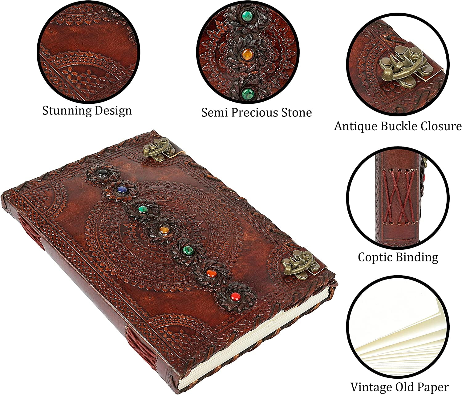 Leather Journal Book Seven Chakra Medieval Stone Embossed Handmade Book of Shadows Notebook Office Diary College Book Poetry Book Sketch Book 10 x 13 inches