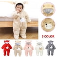 thumbnail image 6 of Utoimkio Toddler Baby Girl Boy Fleece Lined Jumpsuits Infant Cute Bear Ear Button Down Snowsuit Newborn Hooded Romper Winter Thicken Warm Coat Outwear Winter Clothes Outfits, 6 of 6
