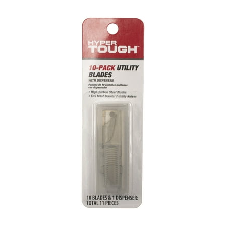 Hyper Tough KB10DHT 10-Pack Standard 2-Notch Utility Blades in Dispenser, 10 Blades