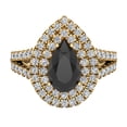 thumbnail image 4 of 18K Gold Engagement Rings for Women Pear Cut Black Diamond Double Halo Rings 2.90 carat (G,VS1), 4 of 5
