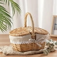 thumbnail image 6 of QenASHaing Spacious Woven Wicker Picnic Basket with Double Lid, Perfect for Outdoor Gatherings and Organized Food Storage, 6 of 7