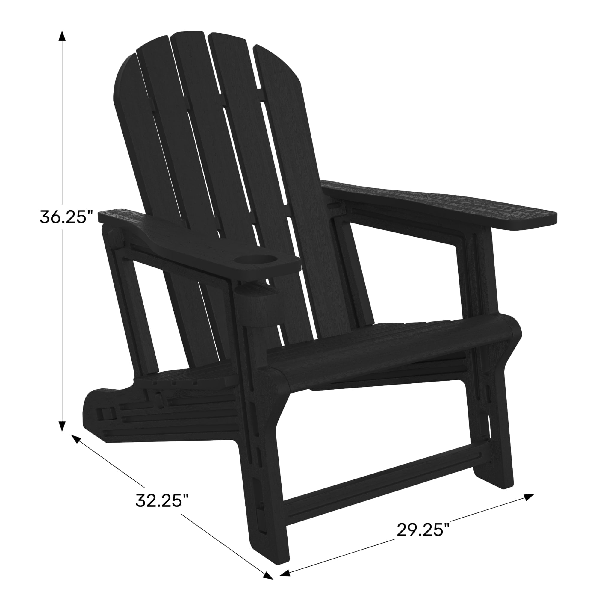 WestinTrends Tool-Free Assembly Outdoor Patio HDPE Plastic Adirondack Chair with Cup Holder, Black