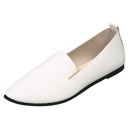 QYZEU Sandals Women Comfortable Women Wedges Size 8 Women Casual Shoes Fashionable New Pattern Simple and Solid Color Pointed Toe Flat Bottom Comfortable Shoes White 38