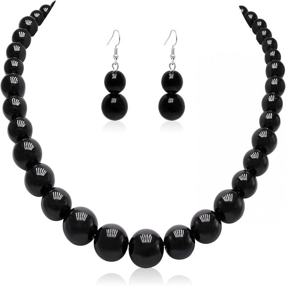 DESIGNICE Pearl Choker Necklace for Women Faux Pearl Beads Strand Necklace Earring Set Costume Jewelry, Gift for Wife, Mother