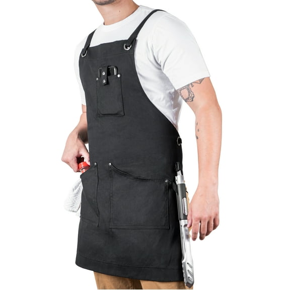 Professional Grade Chef / BBQ Apron For Men | 100% Cotton (Black)