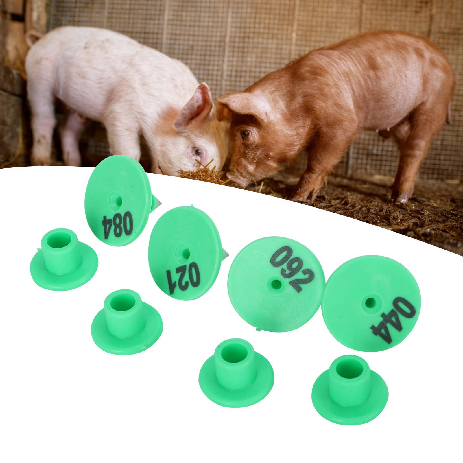 Cattle Pig Ear Tag Livestock Marker label 001-100 Number Plate Green c 