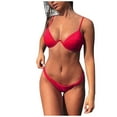 thumbnail image 3 of TIHLMK Bikini Sets for Women Women's Bikini Solid Set Swimsuit Two Piece FilledBra Swimwear Beachwear, 3 of 9