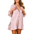 thumbnail image 3 of 2DXuixsh Combinaison-Short pour Femmes Combinaison-Short Décontractée Unie pour Femmes à Manches Longues avec Grandes Poches Combinaisons Pantalon Long Extensible Combinaison-Short Rd1 Taille TG, 3 of 8