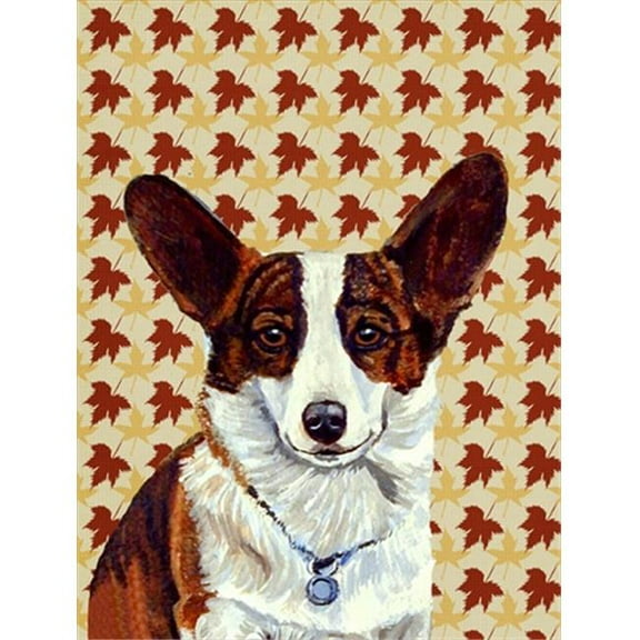 11 x 15 In. Corgi Fall Leaves Portrait Flag, Garden Size