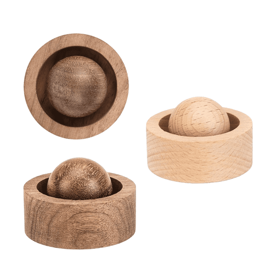 JUANCHENG 2 Pack Wooden Aroma Diffuser Balls Essential Oil Diffuser with Base Natural Wood