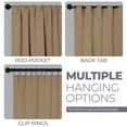 thumbnail image 3 of Superior Blackout Solid Light Filtering Back Tab Curtain Panel Set, 52" x 63", Smoked Ash, 3 of 11