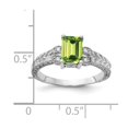 thumbnail image 2 of Auriga 14k White Gold 7x5mm Emerald-cut Peridot AA Diamond Ring for Women Size-6, 2 of 4