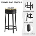 thumbnail image 5 of 24'' Swivel Bar Stools with Footrest Set of 2,Modern Counter Height Barstools,Industrial PU Leather Upholstered Chairs,Backless Round Bar Stools for Kitchen Island, 5 of 8