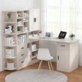 thumbnail image 2 of Computer Desk Bookshelf Integrated Shelves Drawers Large Laptop Home Bedroom Student Study Writing Desk Simple Office Table My Lux Decor Round, 2 of 19