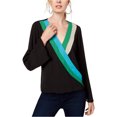 thumbnail image 1 of I.N.C Womens Colorblock Pullover Blouse, Black, X-Large, 1 of 1