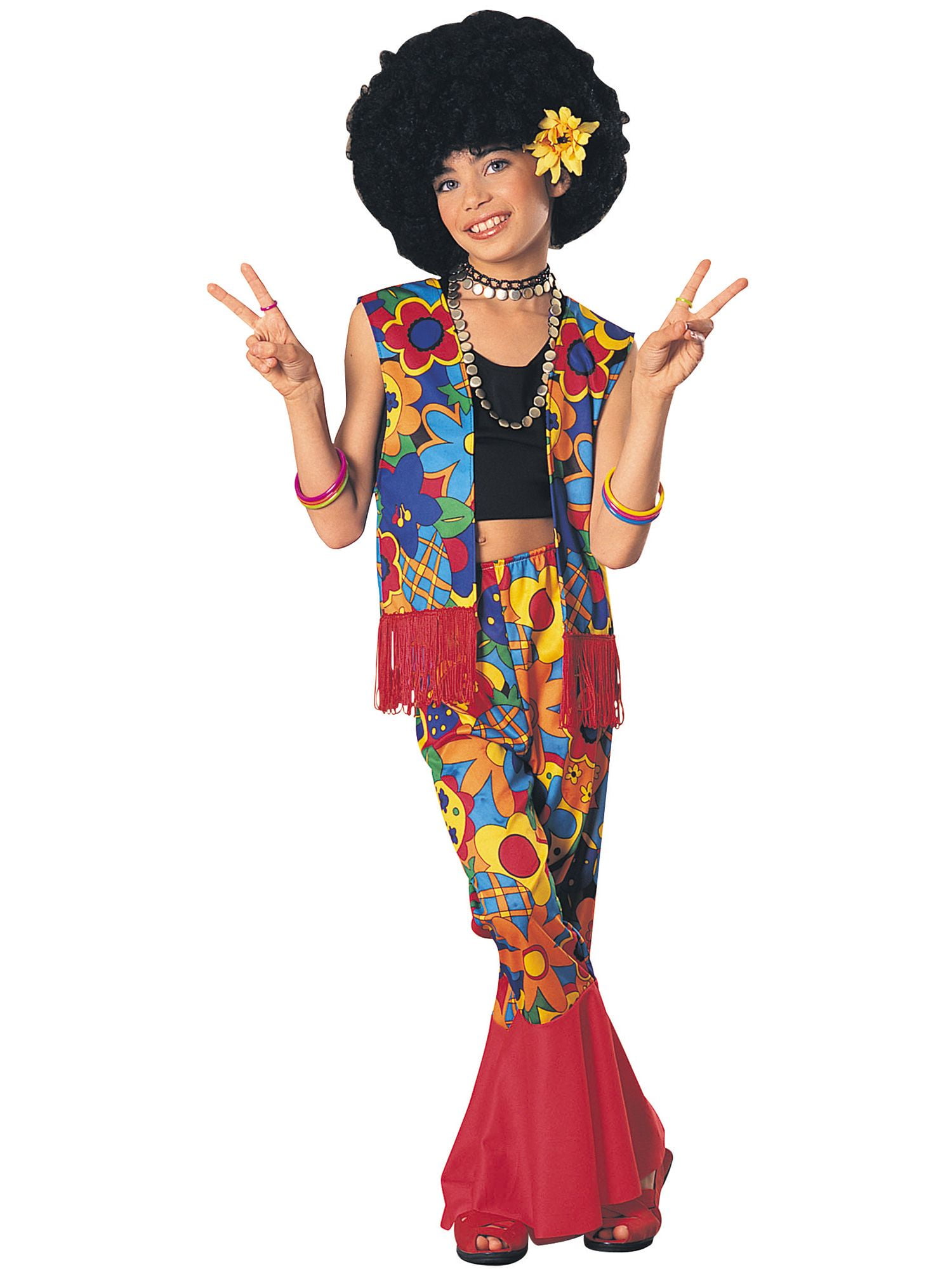 Hippie Girl Costume ESPIRAL Hippie Costume Petit 6221 Groovy Fleur Fille Robe