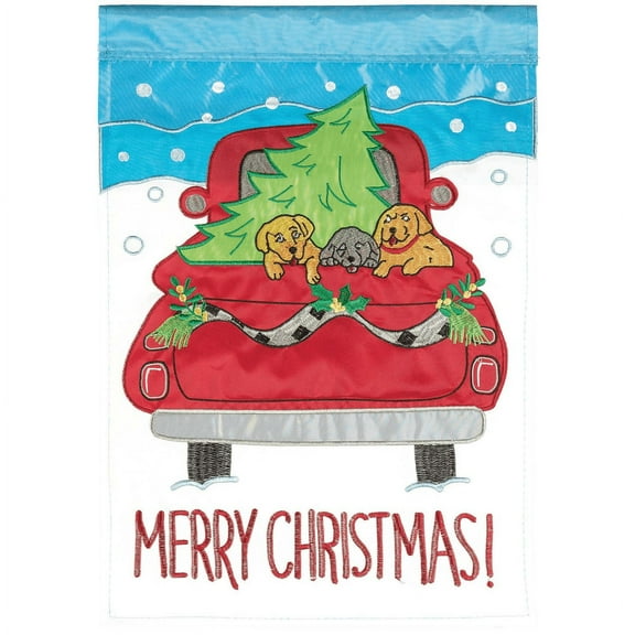 Magnolia Gardens M001653 29 x 42 in. Merry Christmas Truck Polyester Flag - Large