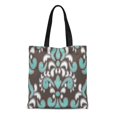 thumbnail image 1 of JSDART Canvas Tote Bag Pattern Ikat Floral Damas et Marron Classique Turquoise Été Réutilisable Sac à Main Épaule Shopping Sacs, 1 of 1