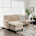 thumbnail image 3 of Costway Convertible Sectional Sofa Couch Fabric L-Shaped Couch Cushion Beige, 3 of 9