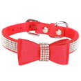 thumbnail image 1 of Suede Microfiber Double Bowknot Crystal Sparkle Rhinestone Cat Collar Pet Supply, 1 of 5