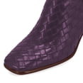 thumbnail image 2 of YDN Women Chic Squared Toe Back Zippers Ankle Boots Braided Mid High Heels Booties Work Daily Casual Shoes Size 14 Purple, 2 of 4