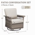 thumbnail image 7 of Yeahumalia Outdoor Patio Swivel Glider Chair Set of 2, All-Weather Rattan Swivel Rocking Lounge Chair with Removable Beige Cushions for Porch Balcony Backyard, Grey Wicker, 7 of 7