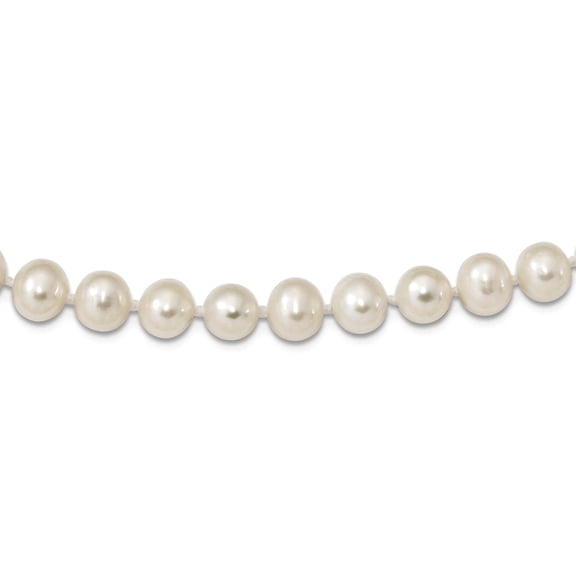 925 Sterling Silver Pearl clasp 7-7.5mm White Freshwater Cultured Pearl Necklace 24 Inch Pendant Necklace for Women