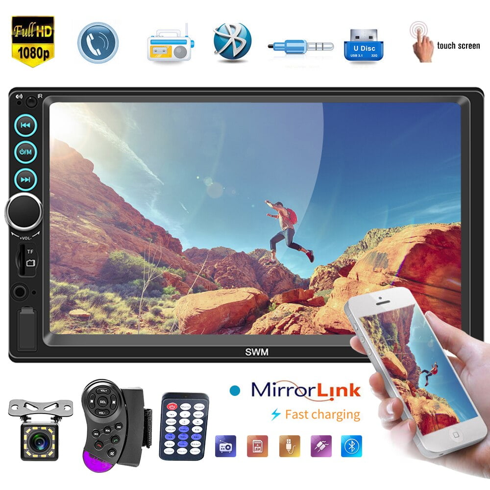 7/'/' 2Din MP5 Player Bluetooth Hands Free FM//TF//USB Mirror Link/& 8LED Rear Camera