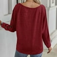 thumbnail image 5 of HAiming Women's Fall Winter Crewneck Shirts Solid Color Long Sleeve Button Tops Plus Size Casual Loose Pullover Blouse, 5 of 8