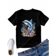 thumbnail image 6 of Women's T-Shirt Dolphin Starfish Short Sleeve Casual Tee Classic Crew Neck T Shirt for Women Black, S, 6 of 7