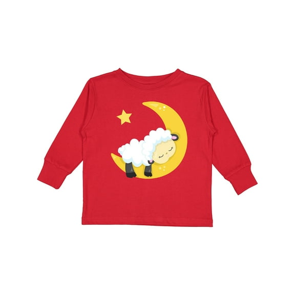 Inktastic Cute Sheep, Sleeping Sheep, Moon, Stars, Sleepy Boys or Girls Long Sleeve Toddler T-Shirt