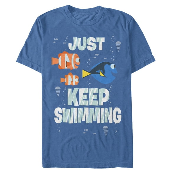 Men's Finding Dory Just Keep Swimming  Graphic Tee Royal Blue Large
