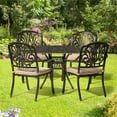 thumbnail image 2 of Kepooman Set of 2 Cast Aluminum Patio Dining Chairs with Cushions, Stackable Outdoor Bistro Chairs for Balcony Backyard Garden Deck, Antique Bronze, 2 of 11