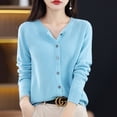 thumbnail image 3 of Suéter tipo cárdigan de cuello redondo de lana para mujer, nueva moda de primavera y otoño, 24 prendas de vestir con agujas de osmanto para mujer, top coreano de punto Grace, 3 of 5