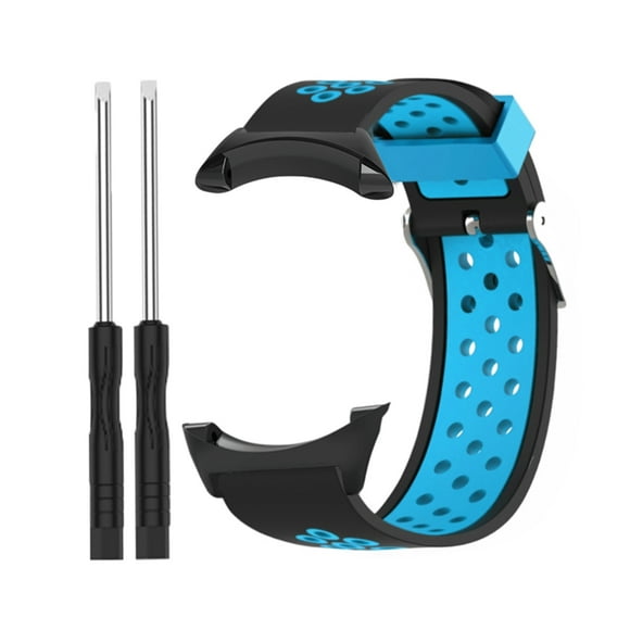Mistaha Adjustable Metal Buckle Dual Color Watch Strap for Suunto Core 22mm Vent Hole Pin - Black/Blue