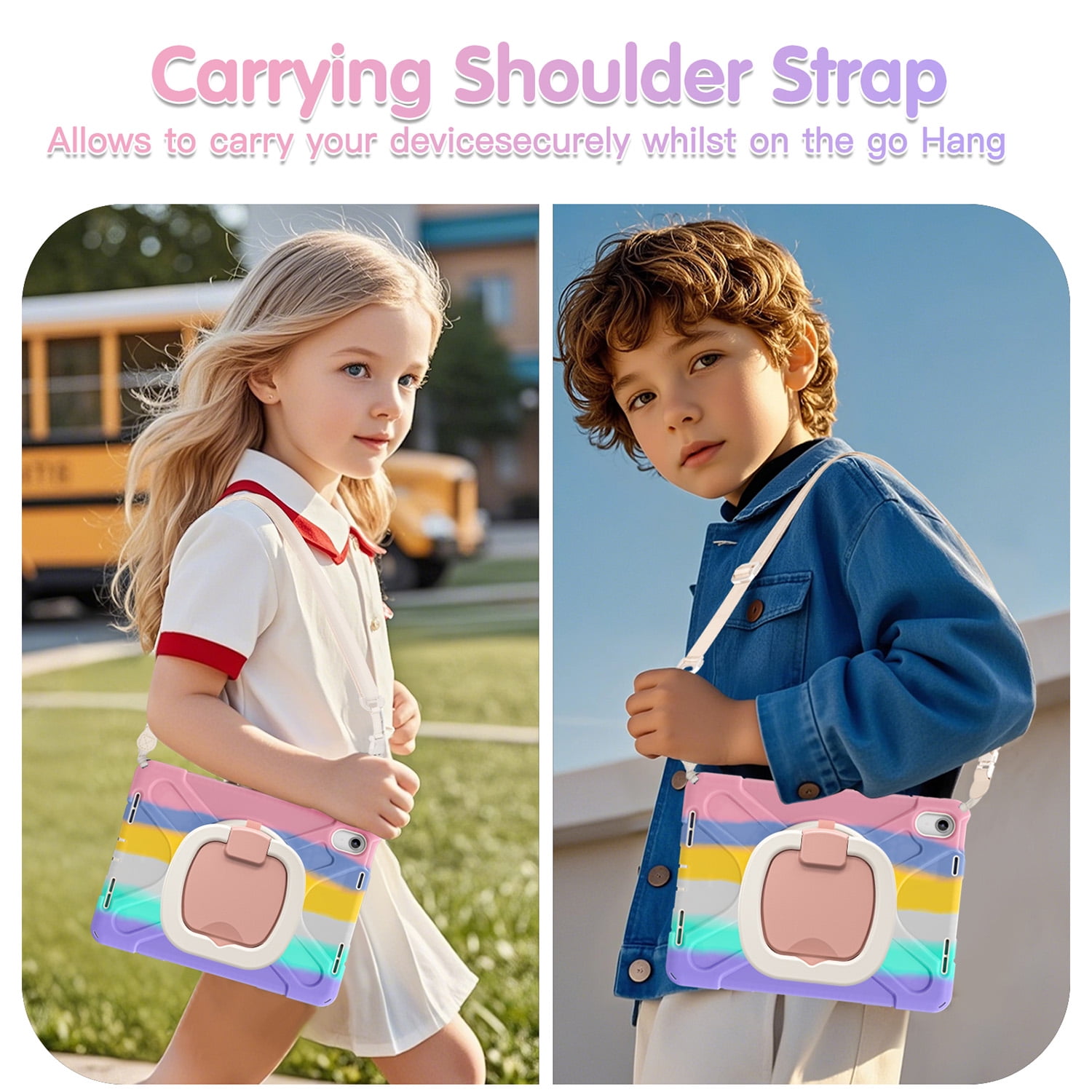 LX-SUNCX Case for iPad 11th Generation 11" (A16) 2025,iPad 10th Generation 10.9" 2022,Shockproof Cover for Kids with Screen Protector,Rotating Stand,Pencil Holder,Shoulder Strap