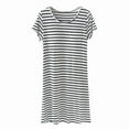 thumbnail image 5 of Sakmal Plus Size Moo Moos for Women Nightgown Casual Black Short Cotton Night dress Short Sleeve Striped Nightgowns for Women, 5 of 5