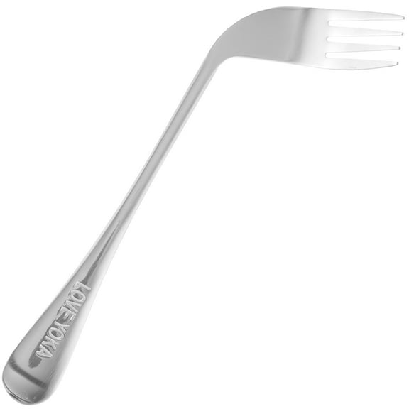 LULULION 1Set Ergonomic Design Silver Stainless Steel Fork for Daily Use Adapted Curved Utensil
