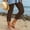 Brown women capri pants summer a1, variant on Women Capri Pants Summer Casual Loose High Waisted Cropped Pants Elastic Waist Button Solid Basic Vacation Beach Trousers Fashion Beachwear, Black L