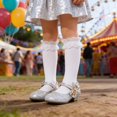 thumbnail image 4 of SGMVNU Girls Glittler Sandals Low Heel Elegant Mary Jane Dress Sandal Wedding Party Flower Girl Dress Shoes for Little/Big Kids Silver Size 4-4.5 Years, 4 of 5