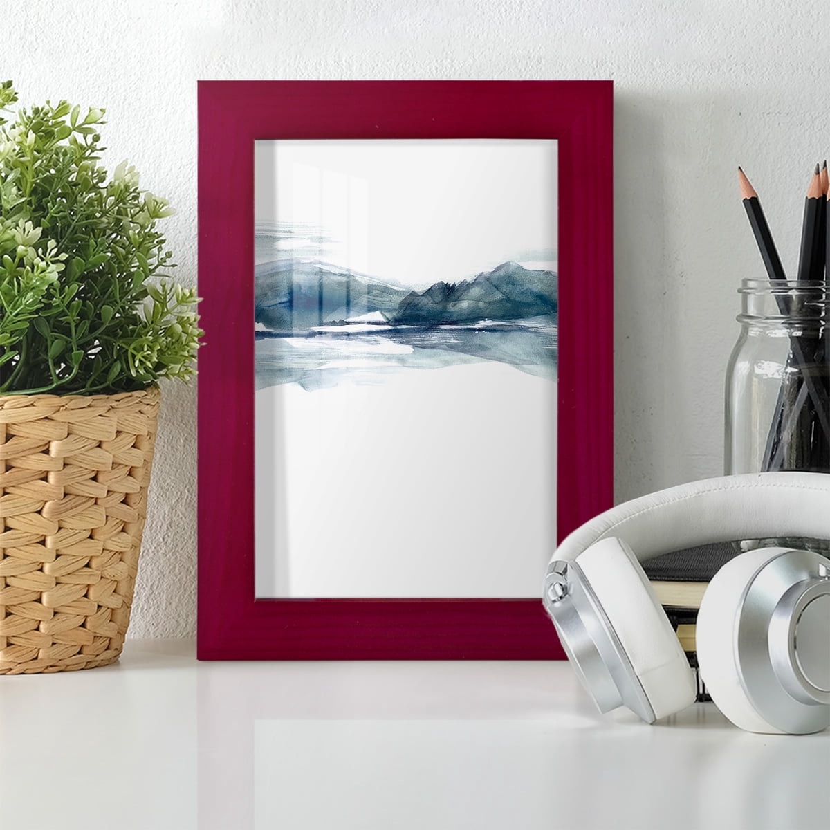 Stark Horizon II - Framed Print w/glass - Cherry Red