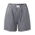 thumbnail image 5 of WAYUTE Shorts for Women Plus Size Elastic Waist Casual Plaid Print Shorts with Button Front Summer Comfortable Stretch Bottom,Black,3XL, 5 of 5